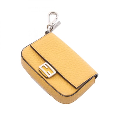 フェンディ FENDI ナノバゲットチャーム ベルトポーチ チャーム アクセサリー レザー レディース イエロー系 【中古】
