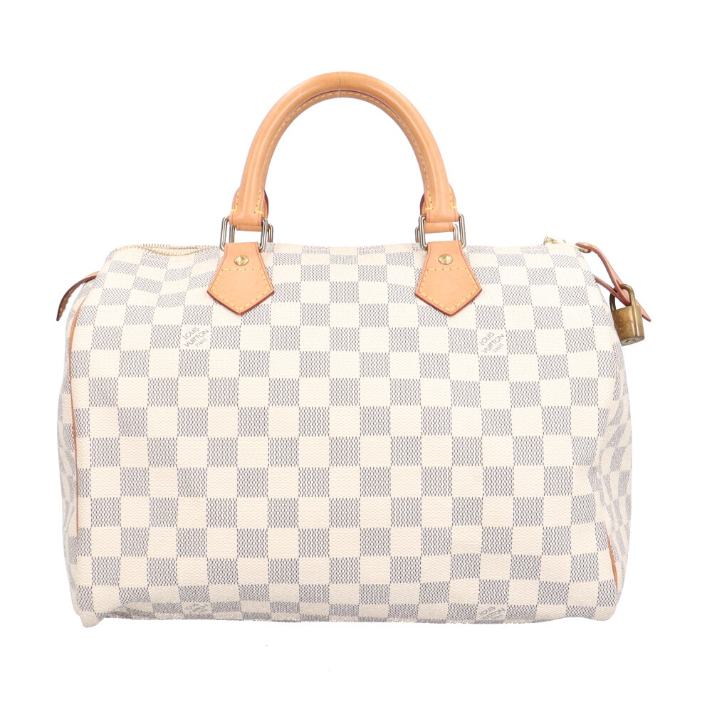 ルイヴィトン スピーディ30 ダミエアズール ハンドバッグ ダミエアズールキャンバス N41533 ホワイト レディース LOUIS VUITTON  中古