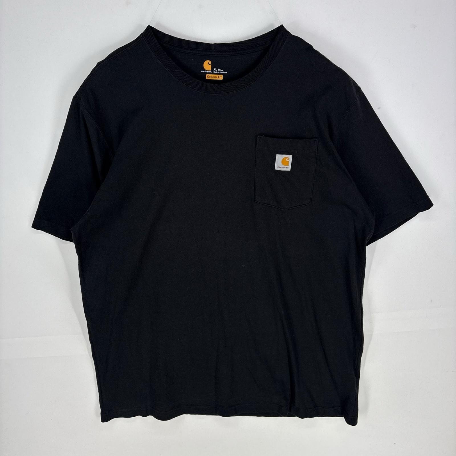 古着 カーハート Carhartt 半袖Tシャツ ポケット ワンポイント クルーネック ショートスリーブ XL ブラック系 メンズ