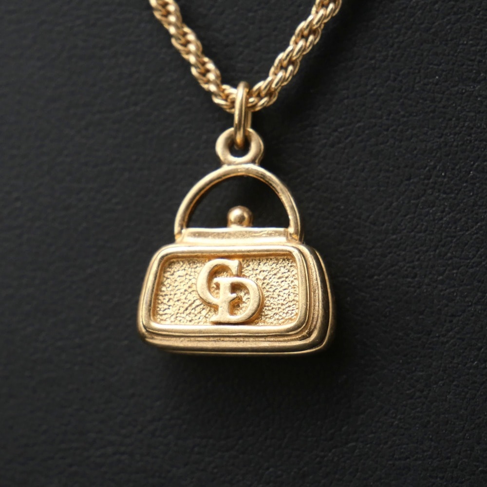 Christian Dior クリスチャンディオール ヴィンテージ ネックレス CDロゴ バッグモチーフ オールドディオール ブランド古着【中古】20250527/RA4859