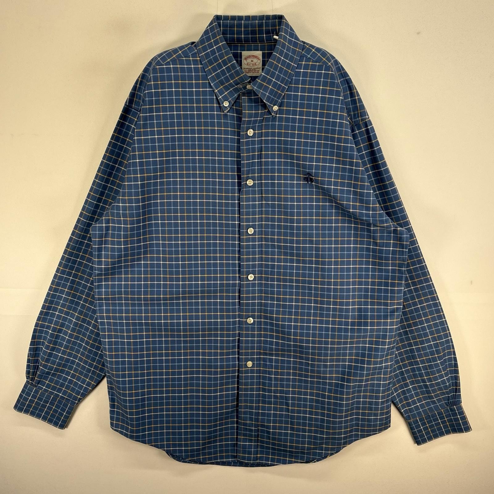 古着 ブルックスブラザーズ Brooks Brothers 長袖シャツ ロゴ 刺繍 チェック ボタンダウン M ブルー系 マルチカラー メンズ