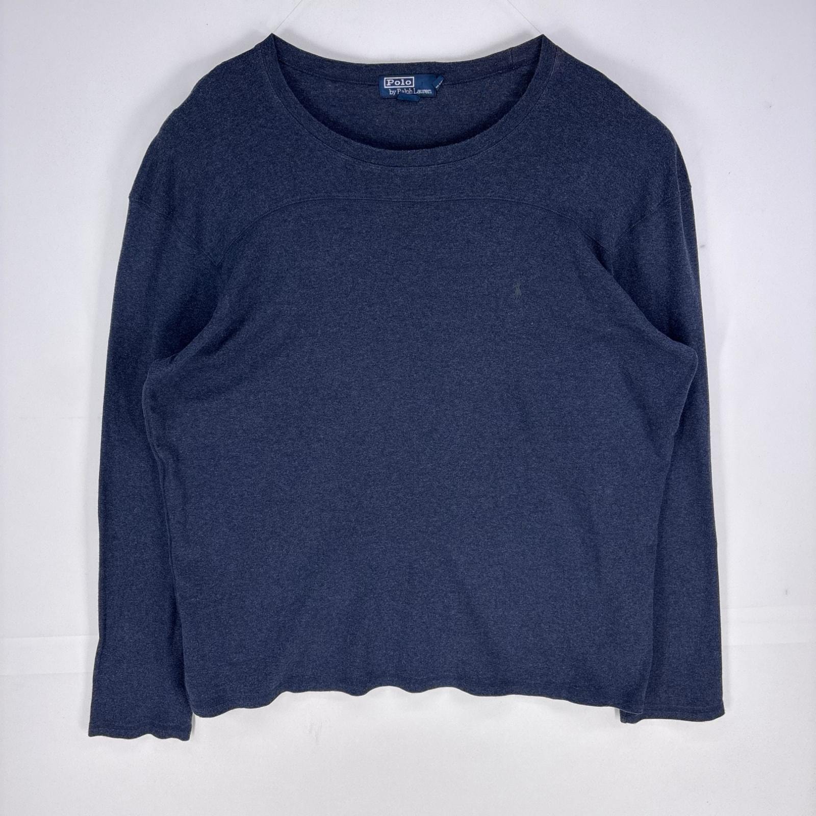 古着 ポロバイラルフローレン Polo by Ralph Lauren 長袖Tシャツ ワンポイント ロゴ刺繍 ロンT ロングスリーブ 2XL  ネイビー系 メンズ