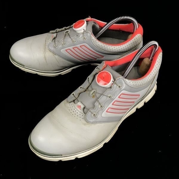 adidas★アディスターBoa/ダイヤル式/ゴルフシューズ【レディース24.5/グレー×オレンジ】ソフトスパイク/アディダス◆J-173