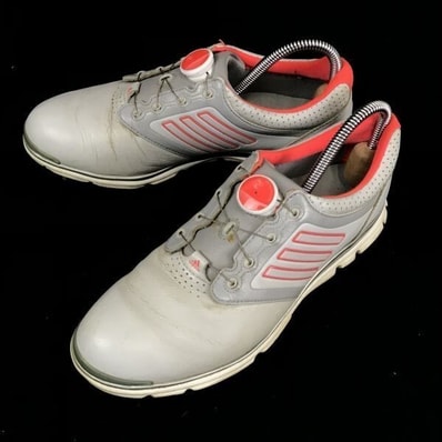 adidas★アディスターBoa/ダイヤル式/ゴルフシューズ【レディース24.5/グレー×オレンジ】ソフトスパイク/アディダス◆J-173