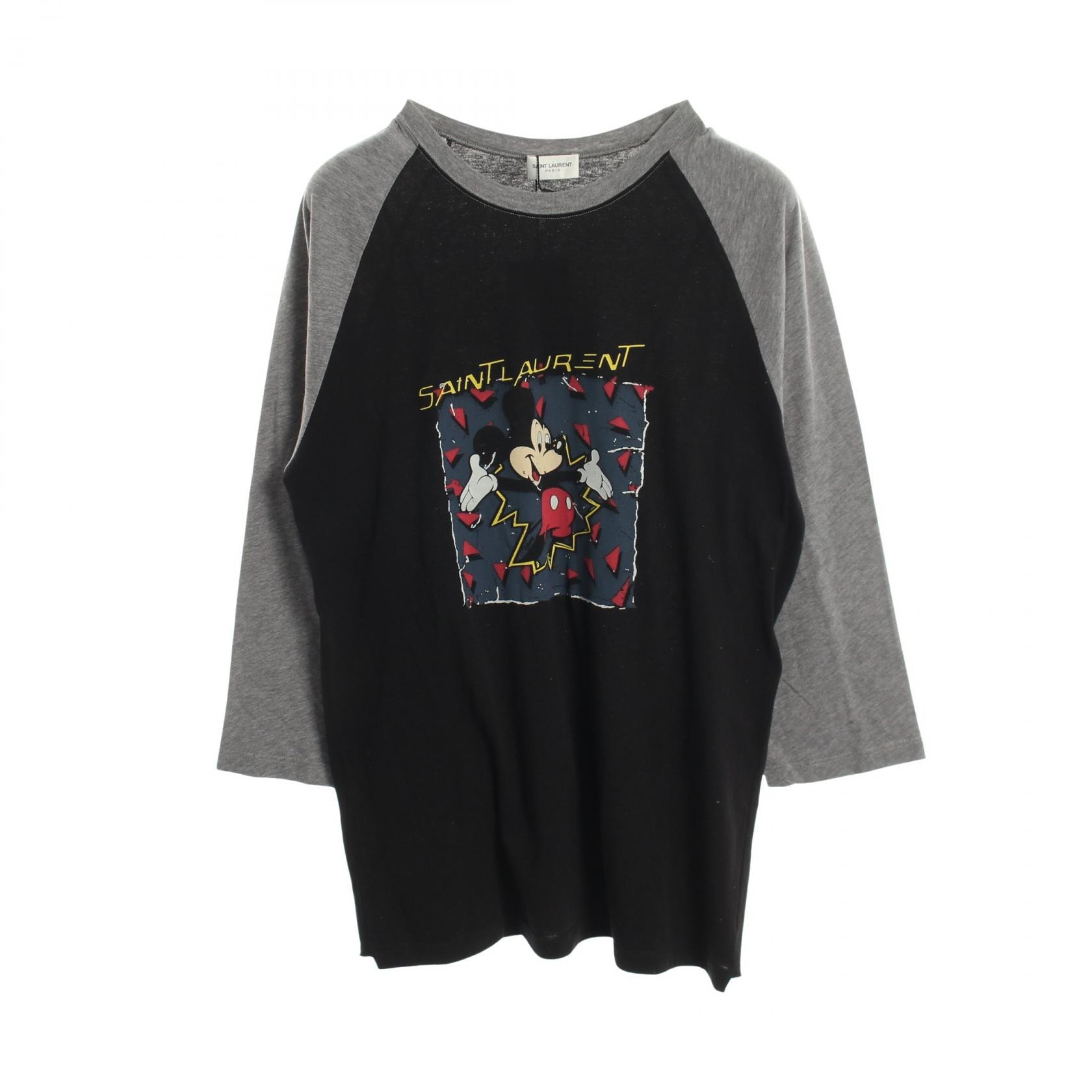 サンローランパリ SAINT LAURENT PARIS SAINT LAURENT PARIS × Disney ミッキーマウス 長袖Tシャツ 衣料品 トップス コットン レディース ブラック系 / グレー系 / マルチカラー 【中古】