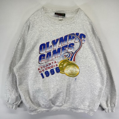 古着 90's/90年代 ヘインズ Hanes USA製 スウェット トレーナー クルーネック アトランタオリンピック 3XL グレー系 メンズ