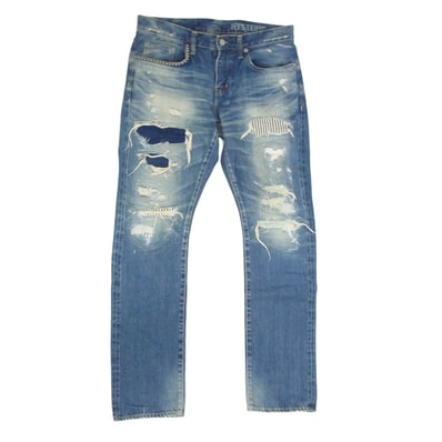 HYSTERIC GLAMOUR ヒステリックグラマー デニムパンツ 19SS 02191AP19 RSM加工 リペア加工 スタッズポケット デニムパンツ ジーンズ インディゴブルー系 31【中古】