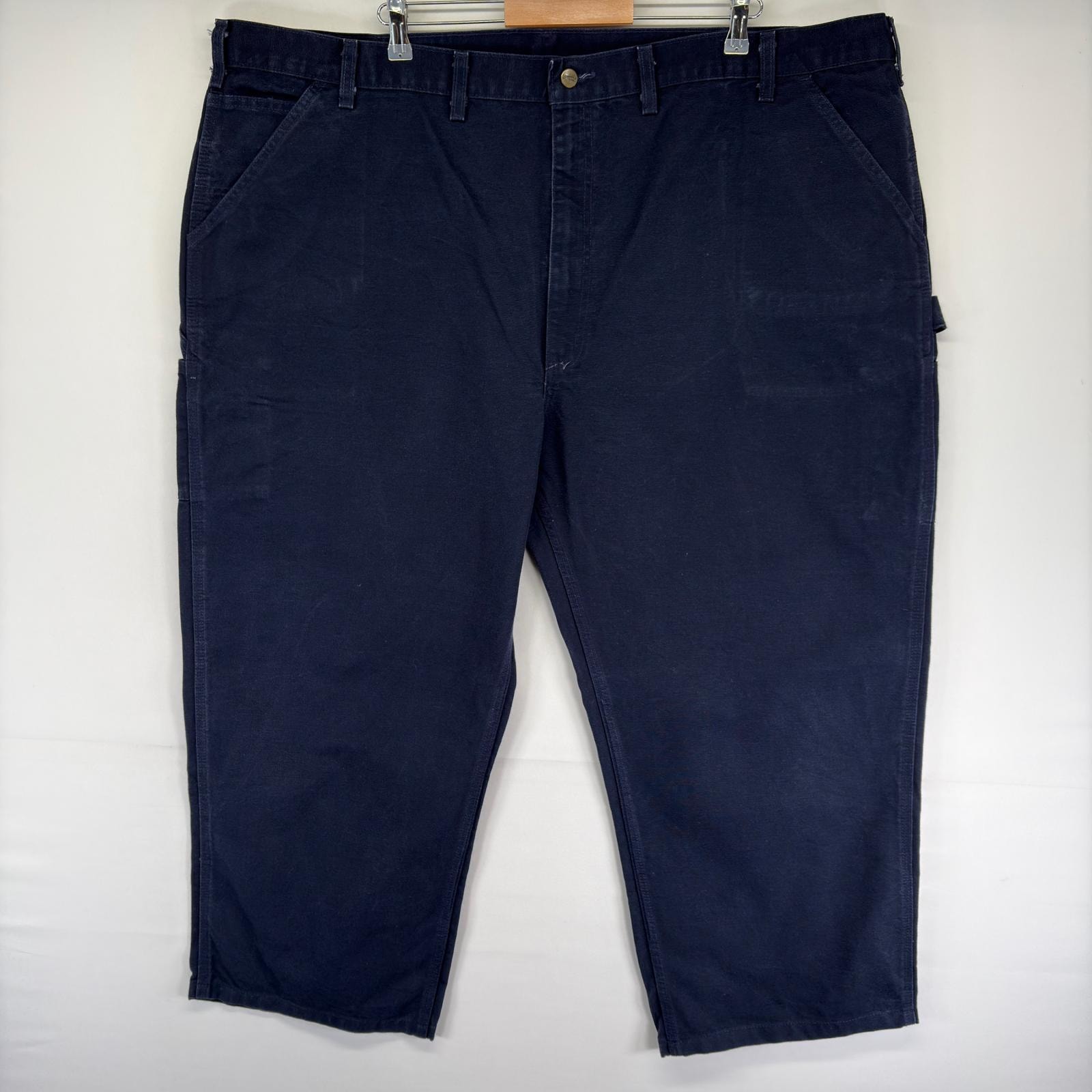 古着 カーハート Carhartt ダック パンツ ペインター 大きいサイズ ジッパーフライ ワンポイントロゴ W50 L32 ネイビー系 メンズ