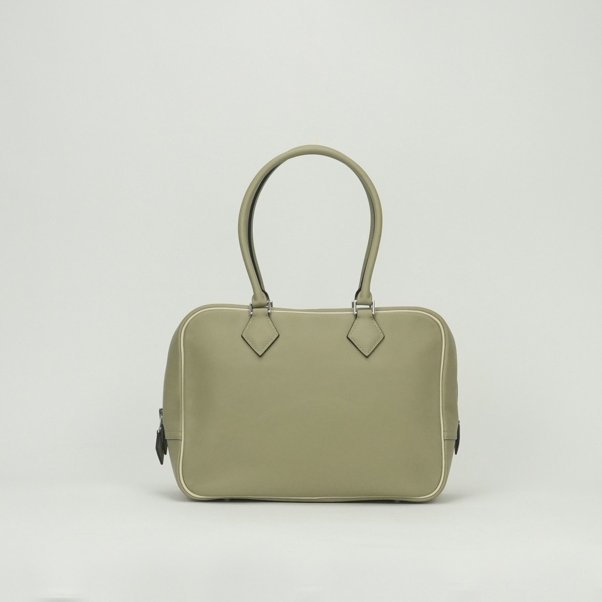 エルメス HERMES プリュム28 バッグ トートバッグ スイフト セージ Sauge クレ Craie グリーン系 Greenベージュ Beige 緑 シルバー金具 ハンドバッグ ヴォースイフト