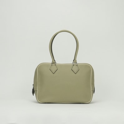 エルメス HERMES プリュム28 バッグ トートバッグ スイフト セージ Sauge クレ Craie グリーン系 Greenベージュ Beige 緑 シルバー金具 ハンドバッグ ヴォースイフト