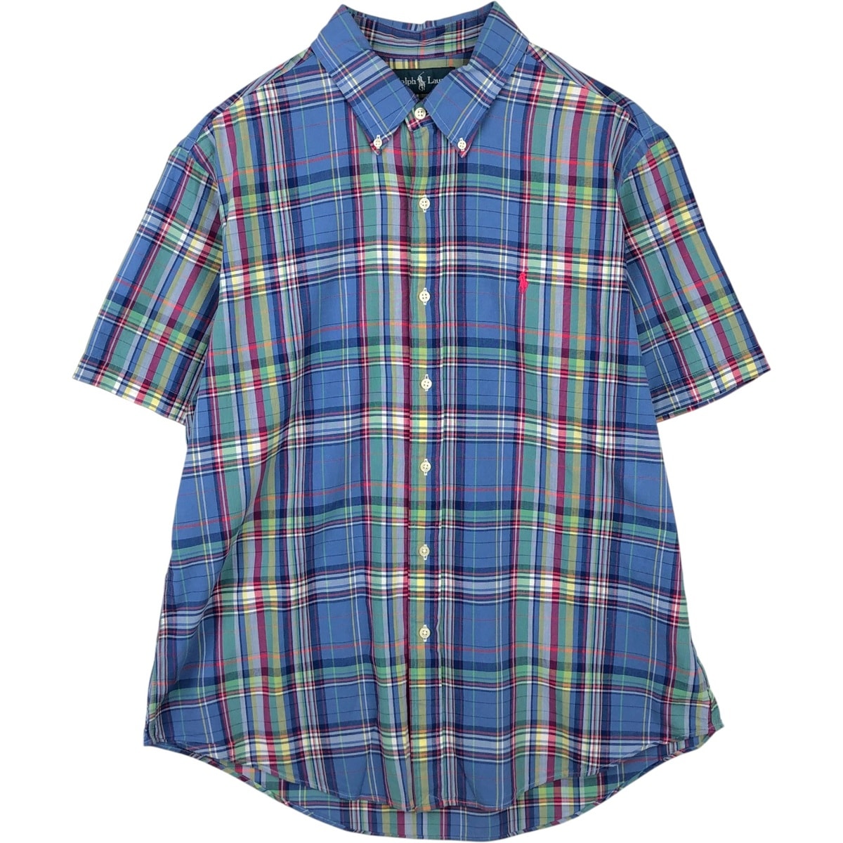 古着 ラルフローレン Ralph Lauren CUSTOM FIT 半袖 ボタンダウン チェックシャツ メンズXL相当/eaa641188