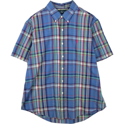 古着 ラルフローレン Ralph Lauren CUSTOM FIT 半袖 ボタンダウン チェックシャツ メンズXL相当/eaa641188