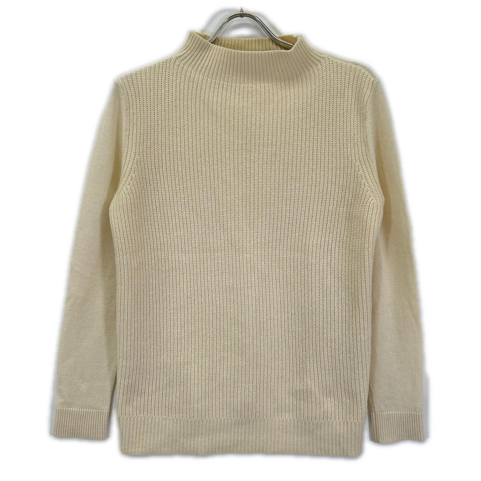 セオリーリュクス 03-4301741 アイボリー カシミヤ モックネック サイドスリット リブニットプルオーバー