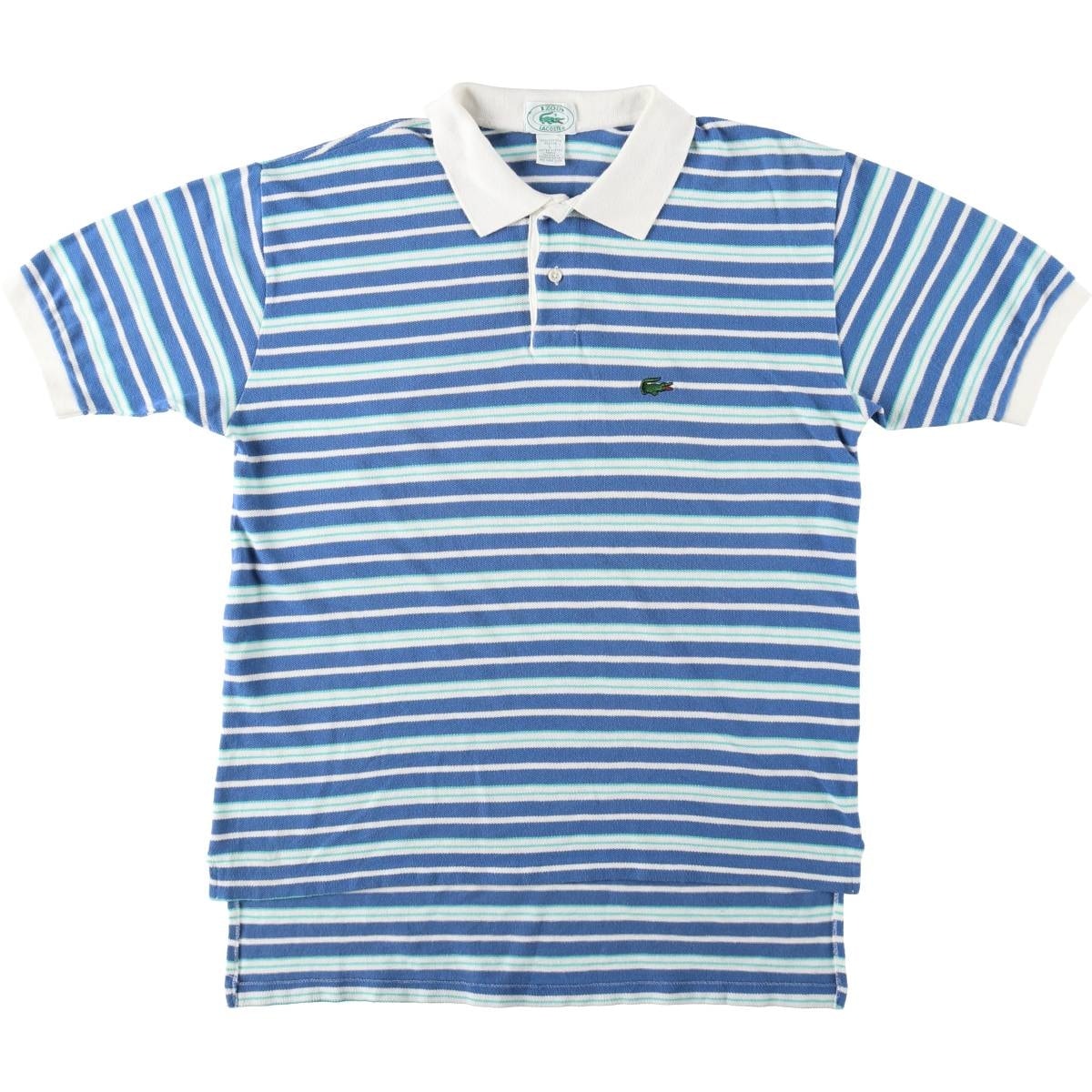 古着 80年代 ラコステ LACOSTE IZOD マルチボーダー 半袖 ボーダー ポロシャツ メンズL相当 ヴィンテージ/eaa622990