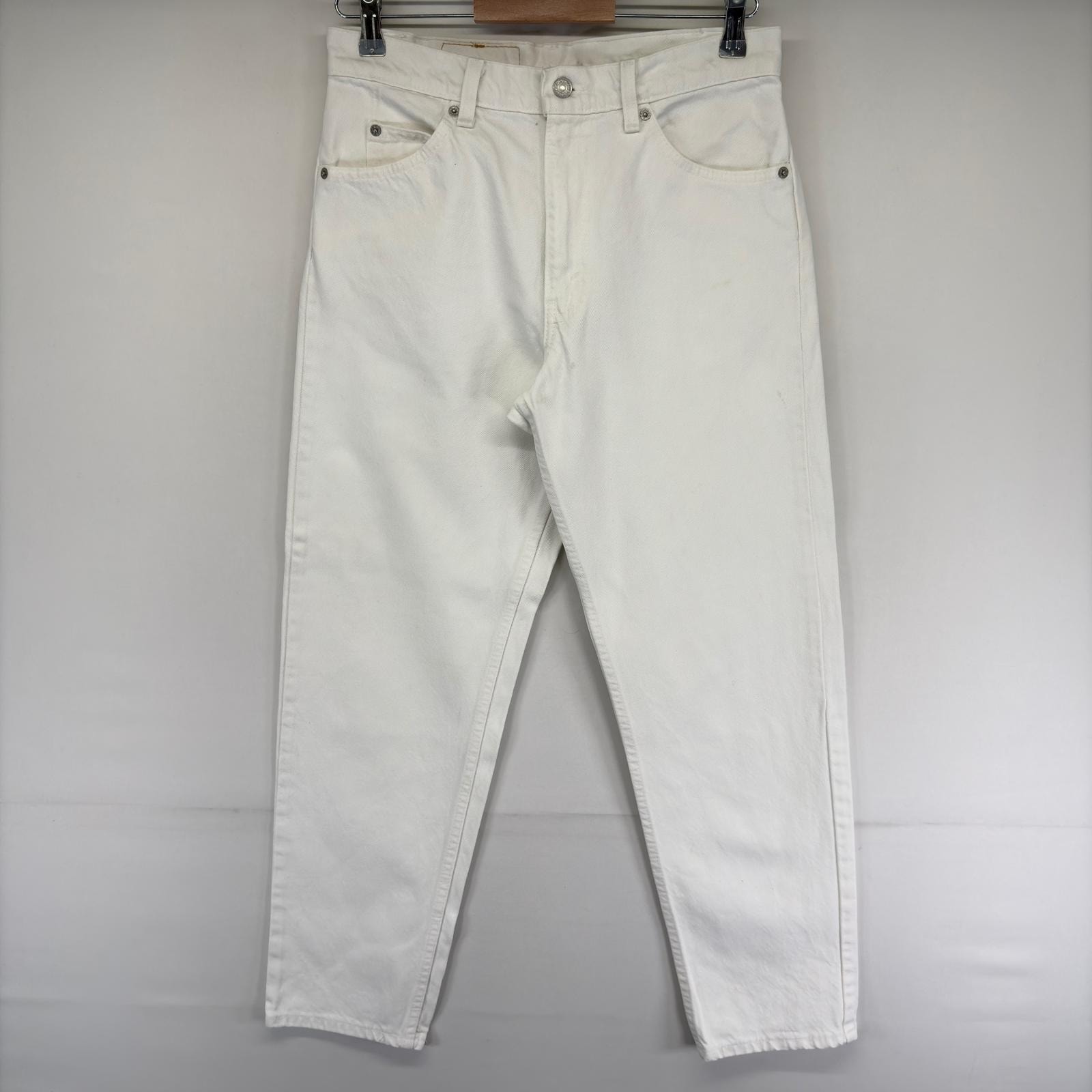古着 90's/90年代 リーバイス Levi's USA製 デニム パンツ テーパード ジップ 5ポケット カラーデニム w31 L30  ホワイト系 メンズ