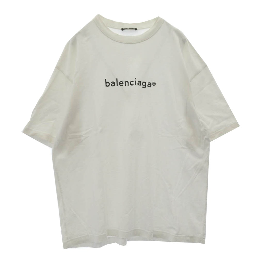 BALENCIAGA バレンシアガ Tシャツ 21SS 612966 TIV54 New Copyright ニューコピーライト プリント クルーネック ロゴプリント 半袖  Tシャツ ホワイト系 M【中古】