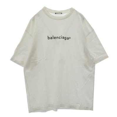 BALENCIAGA バレンシアガ Tシャツ 21SS 612966 TIV54 New Copyright ニューコピーライト プリント クルーネック ロゴプリント 半袖 Tシャツ ホワイト系 M【中古】