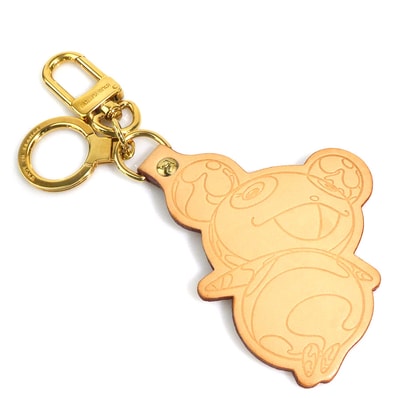 ルイ ヴィトン LOUIS VUITTON チャーム キーリング ポルト クレ パンダ レザー/メタル ベージュ/ゴールド レディース M62637【中古】 e61926k