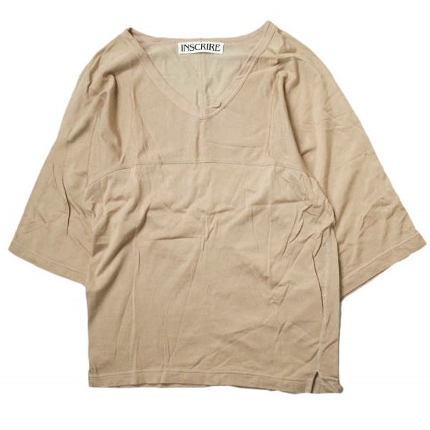 INSCRIRE アンスクリア 21SS 日本製 アメリカンフットボールTシャツ I21SS-CUT11 Free ベージュ Vネック カットソー トップス g11153
