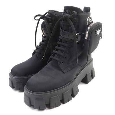 美品 プラダ
ショートブーツ モノリス ブラック レディース 35.5 1T549M