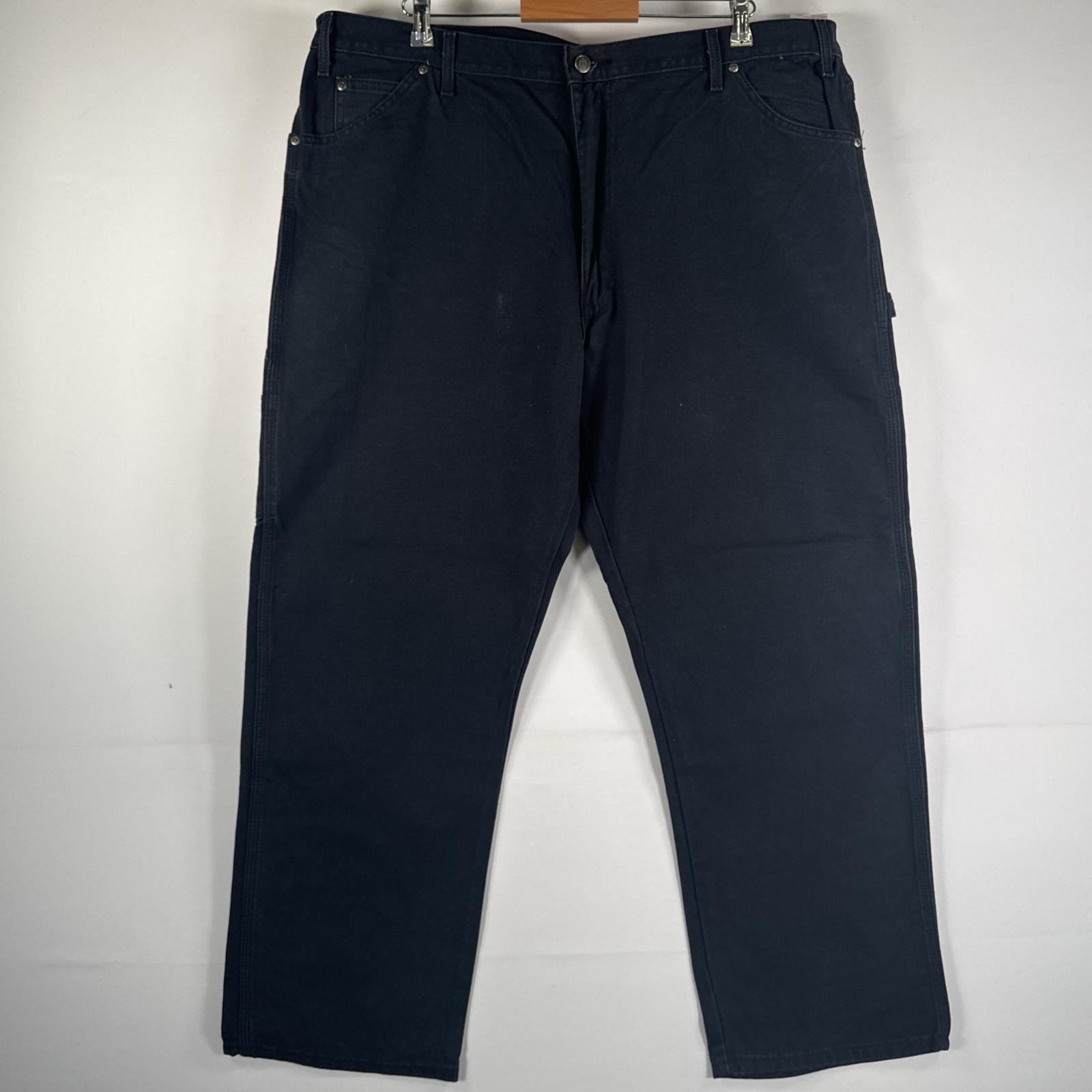 古着 ディッキーズ Dickies ワークパンツ ダック ペインターパンツ 作業着 ワンポイント ロゴ ストレート 大きいサイズ w42 L30 ブラック メンズ