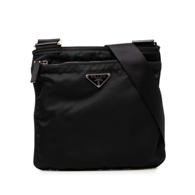 プラダ 三角ロゴプレート ショルダーバッグ BT7372 ブラック ナイロン メンズ PRADA 【中古】