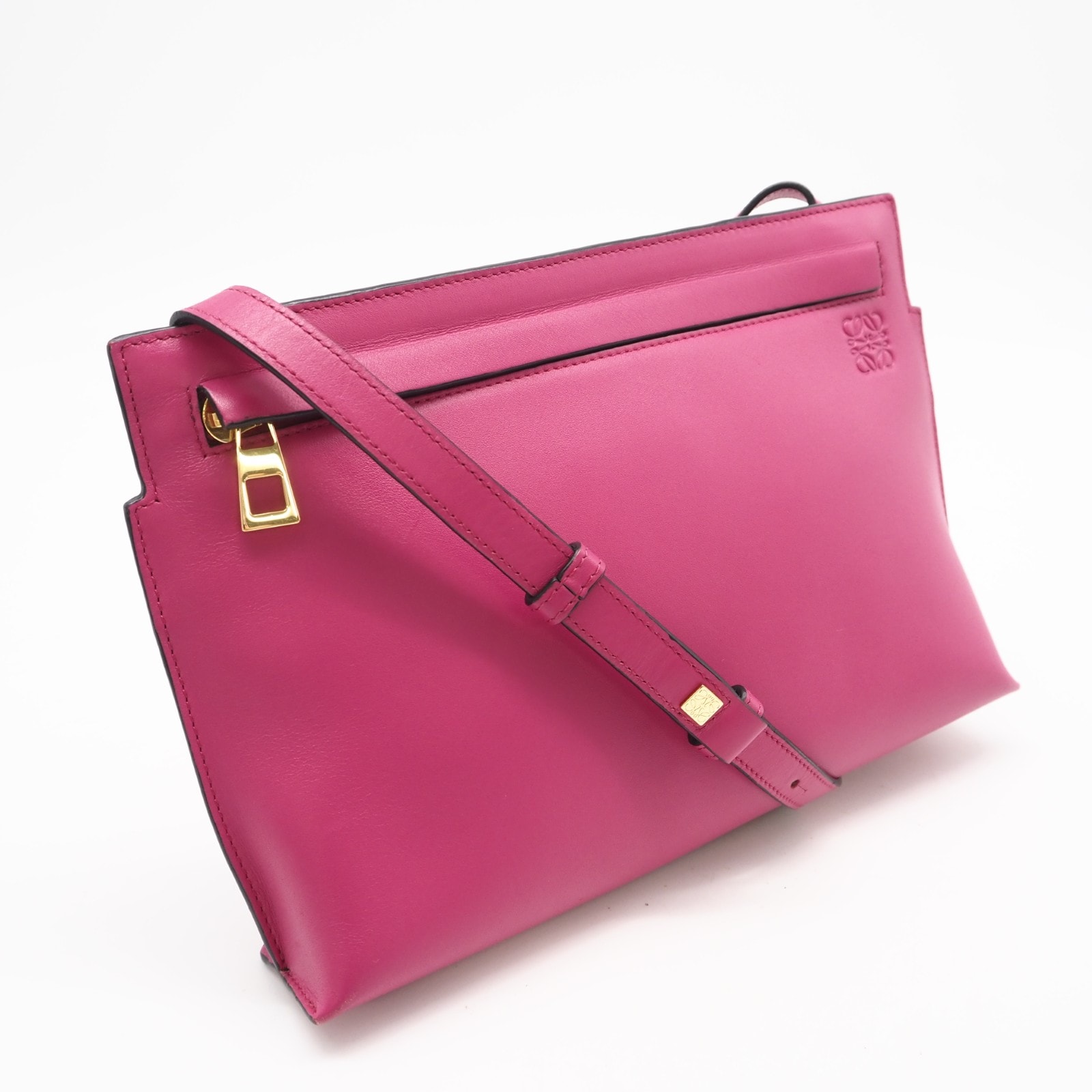 美品 LOEWE ロエベ アナグラム Tポーチ ショルダーバッグ バッグ - 2wayショルダーバッグ ピンク カーフレザー レディース