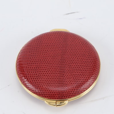 ■美品 グッチ コンパクト 両面 鏡 手持ち鏡ミラー リザード レザー