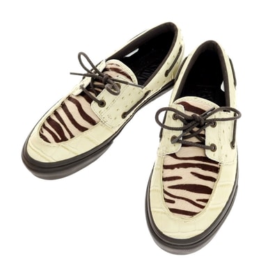 【中古】【未使用】バンズ VANS デッキシューズ スニーカー ライトベージュ【サイズ26.5】【メンズ】