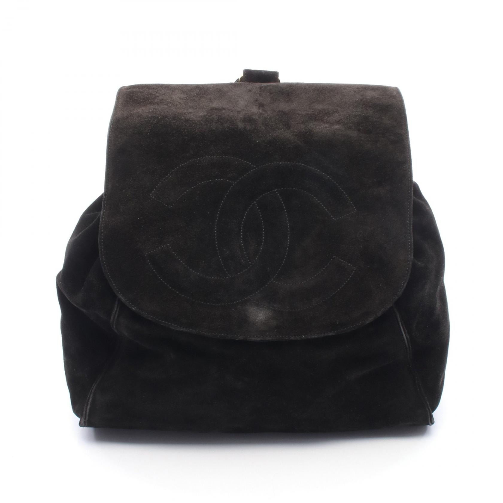 シャネル CHANEL ココマーク リュックサック バックパック バッグ スウェード レザー レディース ブラック系 【中古】