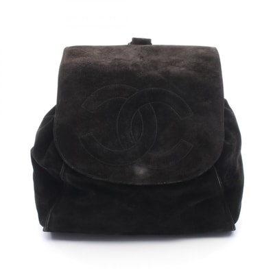 シャネル CHANEL ココマーク リュックサック バックパック バッグ スウェード レザー レディース ブラック系 【中古】