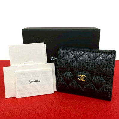 CHANEL シャネル スモール フラップ キャビアスキン 三つ折り財布 ブラック
24297