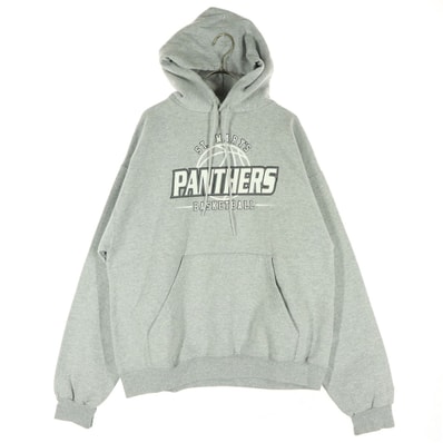 Champion チャンピオン 裏起毛 英字プリント 長袖 スウェットパーカー L グレー