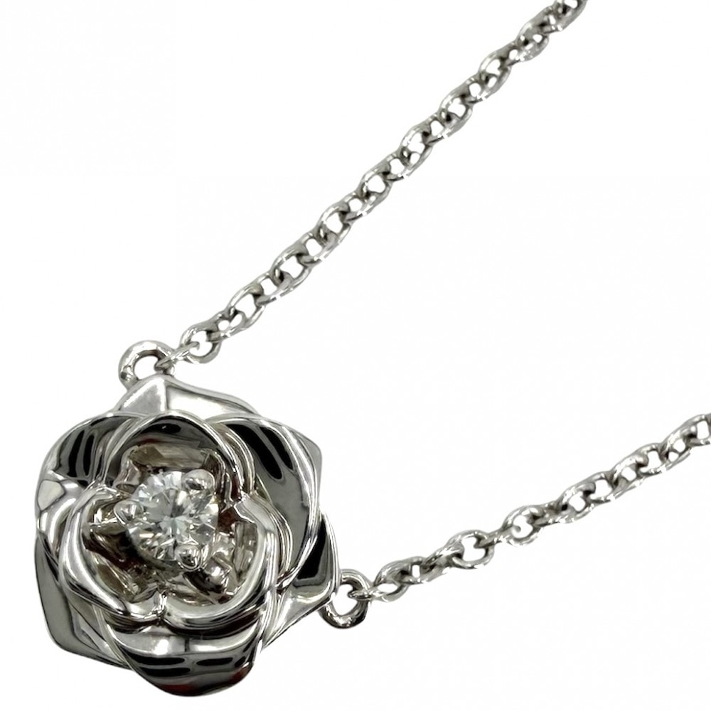 PIAGET ピアジェ ネックレス ローズ ペンダント ジュエリー アクセサリー アジャスター付き Au750 18金WG K18ホワイトゴールド    ダイヤモンド シルバー レディース 約4.2g 美品【中古品】