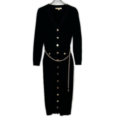 マイケルコース ブラック MF381UB33D Stretch Viscose Belted Midi Dress M