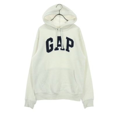 GAP ギャップ 裏起毛 英字 長袖 スウェットパーカー XXS ホワイト