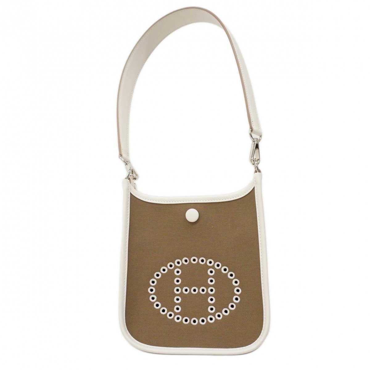 【6dd4687】エルメス ショルダーバッグ ネオエヴリンTPM トワルオフィシエ スイフト エトゥープ/グリペール シルバー金具 K刻印【中古】レディース