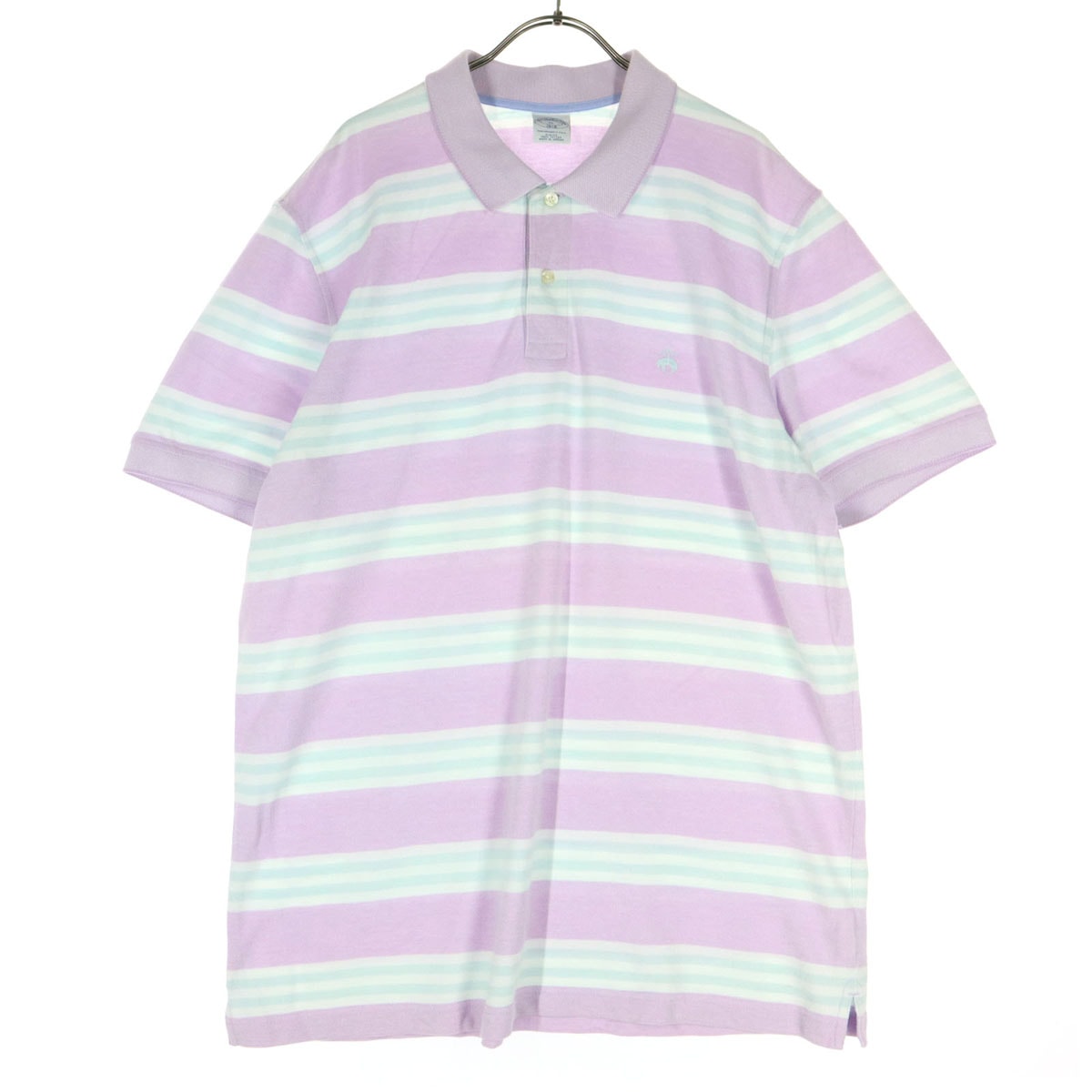 美品 Brooks Brothers ブルックスブラザーズ ヨルダン製 ボーダー柄 半袖 ポロシャツ XL ピンク系