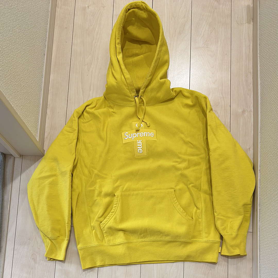 Supreme Cross Box Logo Hooded Sweatshirt "Yellow"