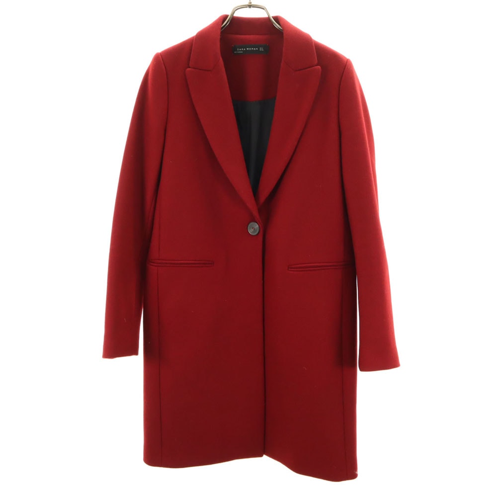 ZARA WOMAN ザラウーマン ウールブレンド チェスターコート S レッド