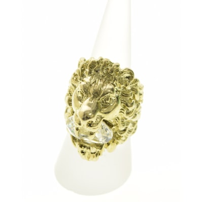 GUCCI Lion Head Ring With Crystal "Gold"