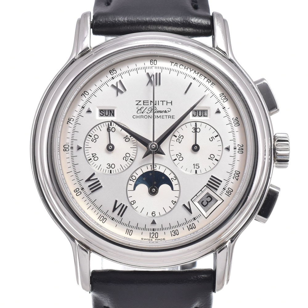 ゼニス ZENITH 01.0240.410/02.C495 エルプリメロ クロノマスターT シルバー 自動巻き メンズ 良品 箱付き 腕時計 M#150846
