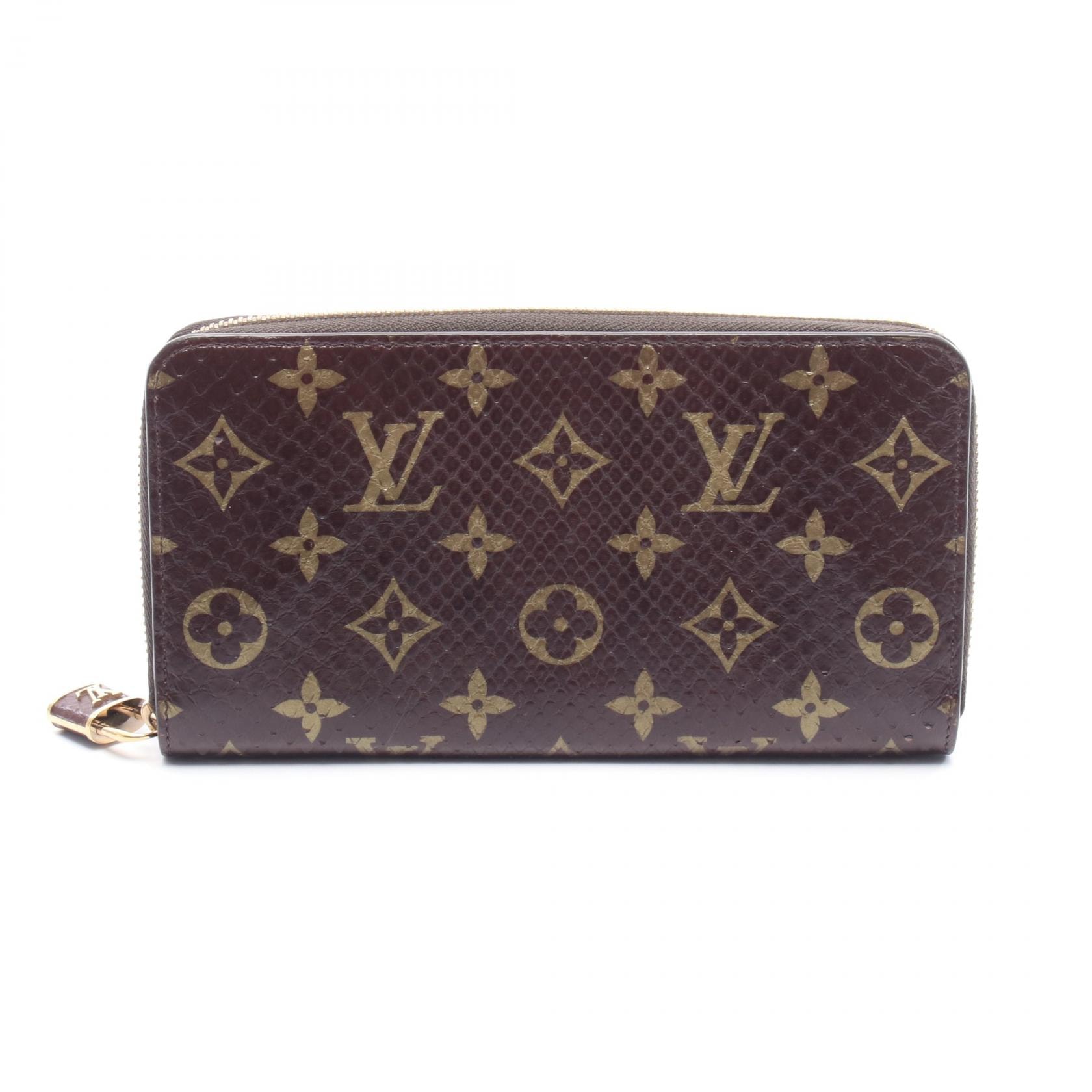 ルイ・ヴィトン LOUIS VUITTON ジッピーウォレット モノグラム ラウンド長財布 財布 エキゾチックレザー レディース ブラウン系 N80148 【中古】
