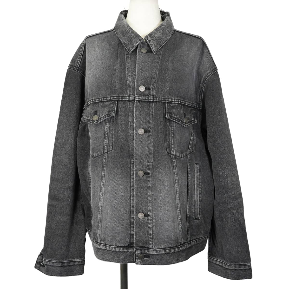 2017年秋冬 BALENCIAGA バレンシアガ デニムジャケット レディース バックロゴ グレー コットン #38 493609 新品未使用