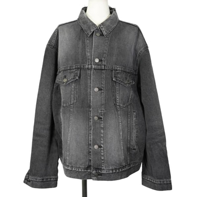 2017年秋冬 BALENCIAGA バレンシアガ デニムジャケット レディース バックロゴ グレー コットン #38 493609 新品未使用