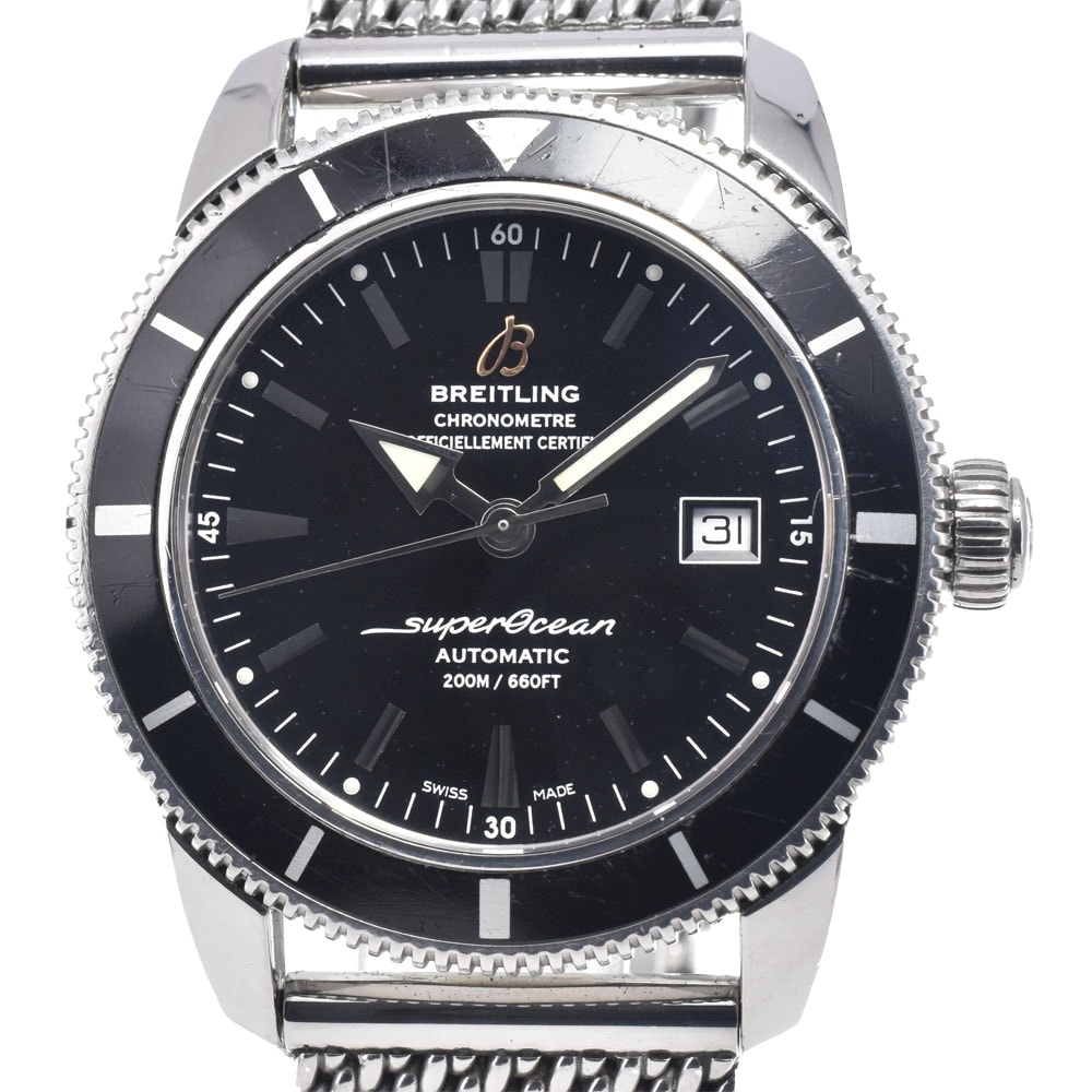 値下 ブライトリング BREITLING A17321 スーパーオーシャン ヘリテージ42 ブラック 自動巻き メンズ 腕時計 J#147598