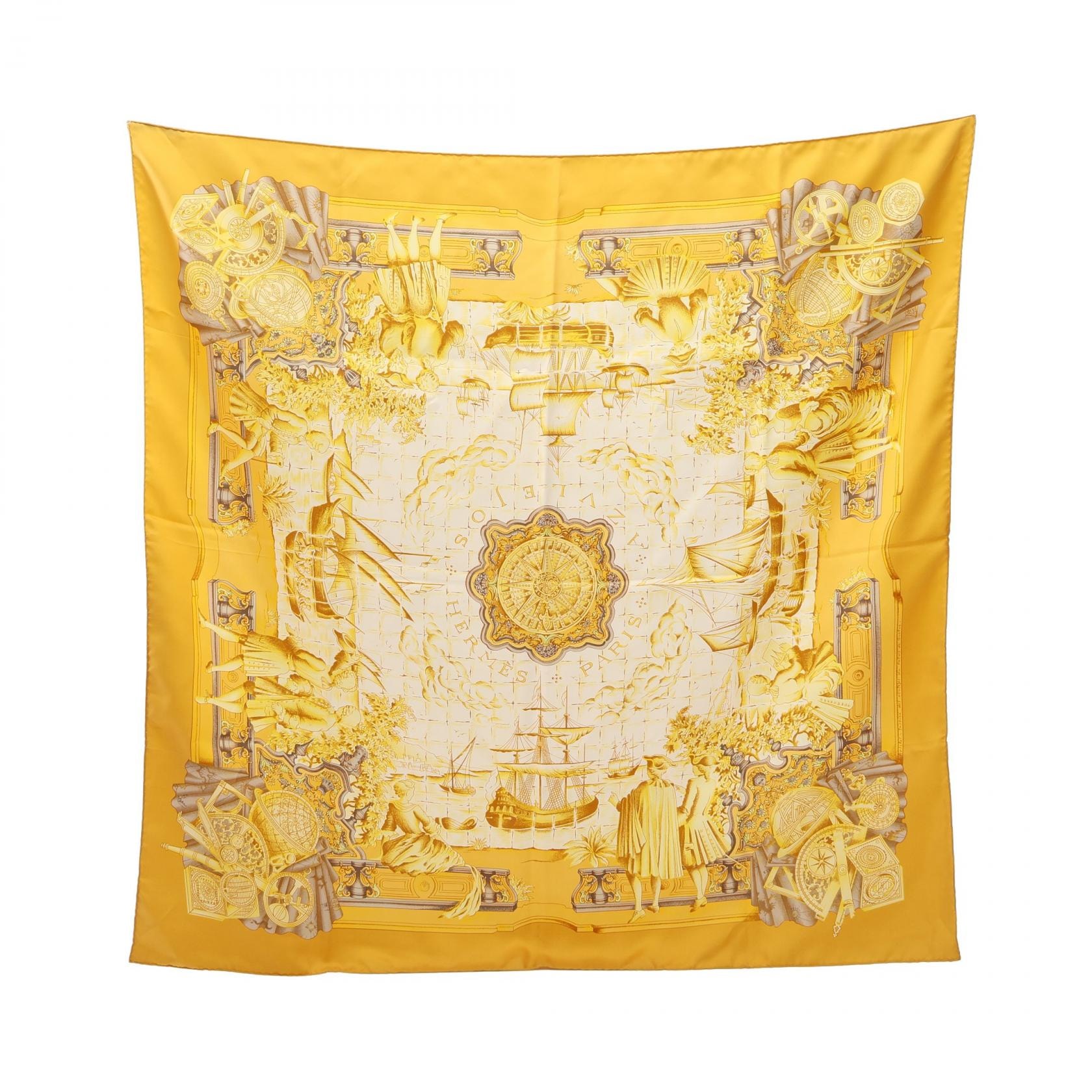 エルメス HERMES カレ90 AZVLEJOS スカーフ 衣料品 シルク シルク レディース イエロー系 / マルチカラー 【中古】