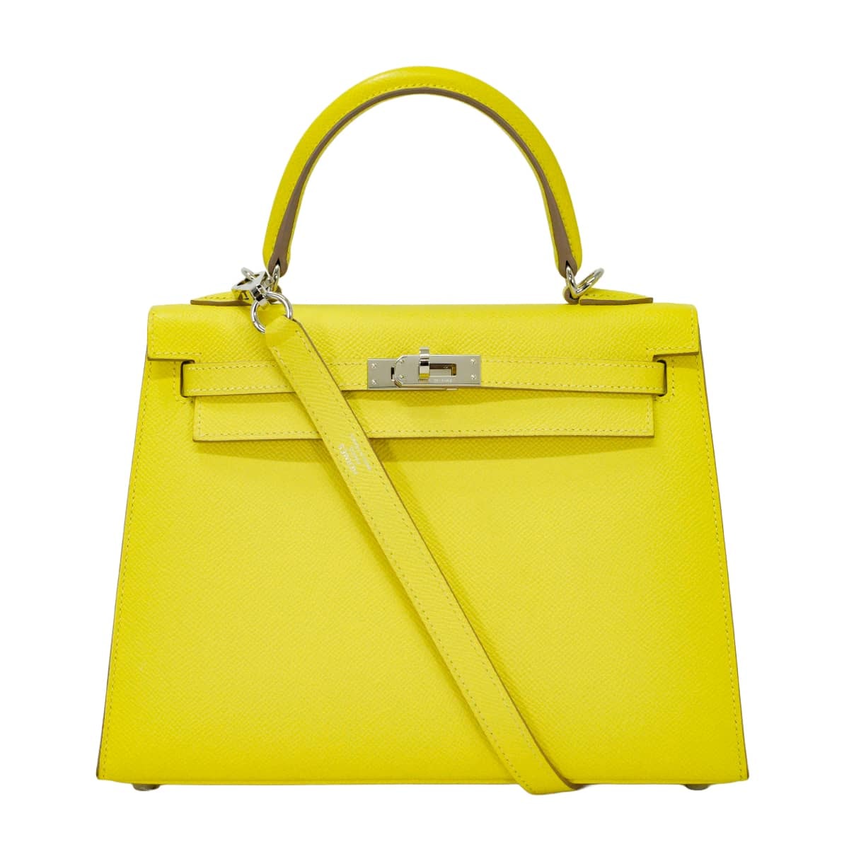 HERMES エルメス ショルダーバッグ ケリー25 外縫い ライム エプソン シルバー金具 B刻印 新品同様【中古】