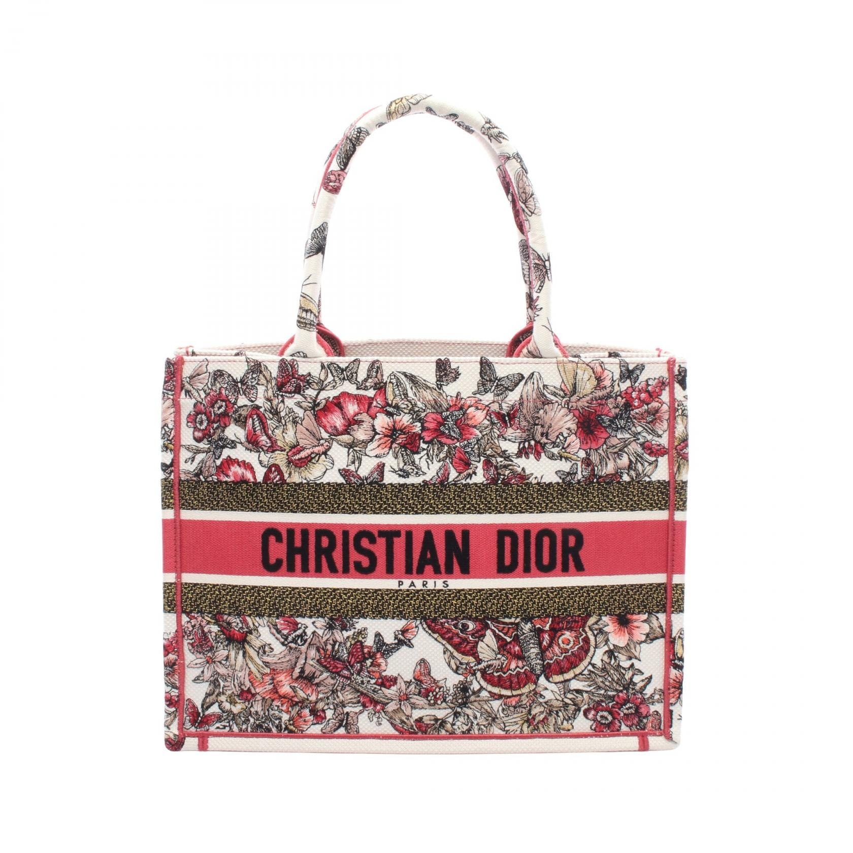 ディオール Dior BOOK TOTE ブックトート ミディアム トートバッグ バッグ キャンバス レディース ホワイト系 / ピンク系 / マルチカラー M1296ZRHQ_M884 【中古】