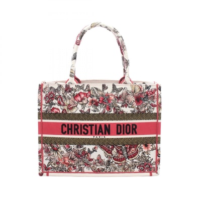 ディオール Dior BOOK TOTE ブックトート ミディアム トートバッグ バッグ キャンバス レディース ホワイト系 / ピンク系 / マルチカラー M1296ZRHQ_M884 【中古】